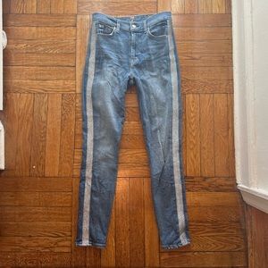 7 for All Mankind High Waist Ankle Skinny Jeans with Silver Stripe